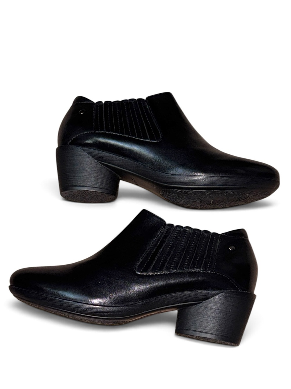Romika Daisy 06 Boots Black Leather Slip-On Ankle Booties Leather Sz 40 / 9 -9.5